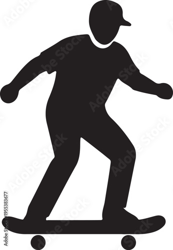 Skateboarder jumping silhouette vector icon for urban street sports and hobby concept