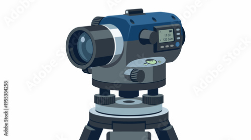 This image showcases a modern surveying instrument with a digital display, highlighting its precision and functionality for construction and surveying professionals.
