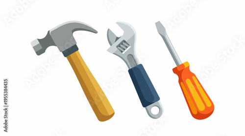 A collection of essential tools including a hammer, wrench, and screwdriver, reflecting the spirit of DIY and home improvement projects, catering to hobbyists and professionals alike.