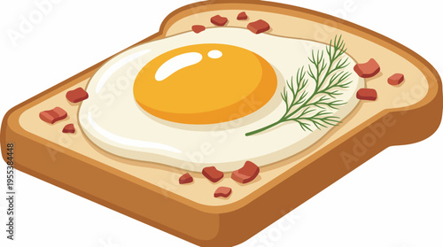 A delicious slice of toast topped with a sunny-side-up egg and herbs, showcasing the beauty of simplicity in food presentation and the joy of home-cooked meals.