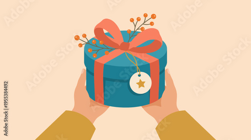 A beautifully wrapped gift box with vibrant ribbons symbolizes celebration and joy, inviting viewers into the spirit of giving and the excitement of special occasions and surprises.