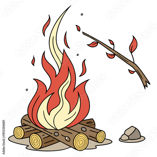 Cartoon campfire. Fire flames, bright fireball, heat wildfire and red hot bonfire, campfire, red fiery flames isolated vector illustration set. Animated form and square, fireball and flame  1