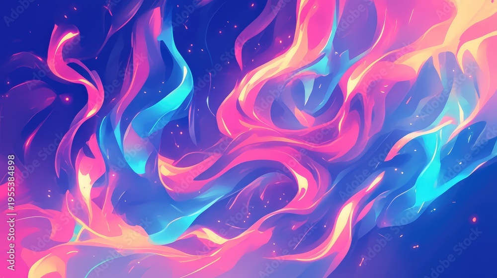 Fototapeta premium A vibrant abstract design featuring flowing colors resembling flames and waves.