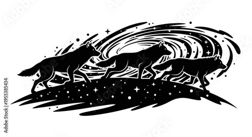 Reindeer Pulling Santa Sleigh.