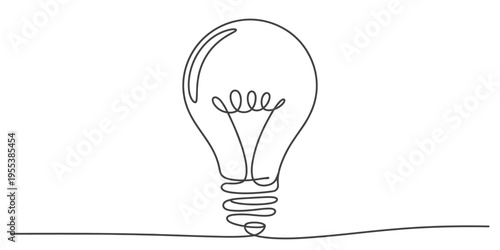 A minimalist single line drawing of a light bulb representing innovation and creative thinking idea Vector, illustration