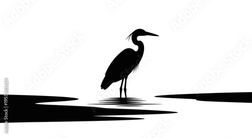 Silhouette of a Heron Bird.