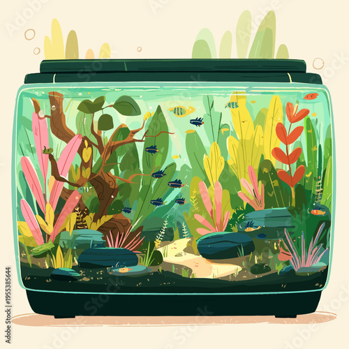 Minimal Planted Aquascape Aquarium Cross Section