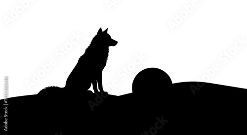 Silhouette of a Lone Wolf.