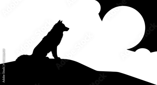 Wolf Sitting on a Hill.