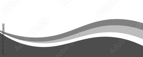 Minimalist black and gray wave vector design with smooth flowing curves at the bottom, transitioning into a clean white background. Ideal for banners, footers, or modern layouts.