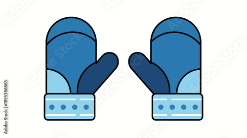 This illustration features a charming pair of blue mittens designed for warmth during winter, emphasizing comfort and the joy of cozy seasons and winter activities ahead.