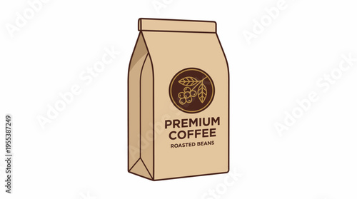 An eye-catching coffee bag design showcases premium roasted beans, highlighting quality and sophistication for coffee lovers and gourmet enthusiasts alike.