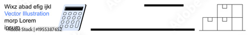 Accounting, logistics, financial management, warehouse planning, business operations, inventory tracking. A calculator and stacked boxes are . Accounting and logistics concept
