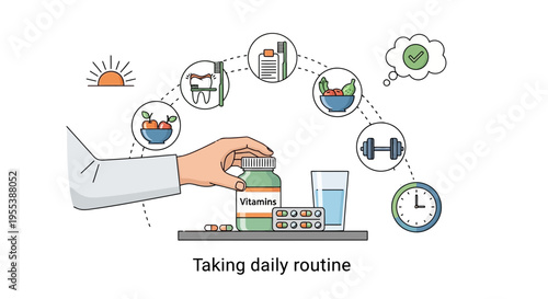 Healthy Lifestyle Routine: Vitamins, Diet, Exercise, Hygiene, Sleep