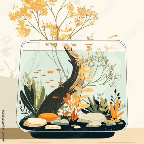 Minimal Planted Aquascape Aquarium Scene