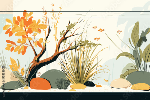 Minimal Planted Aquascape Aquarium Scene