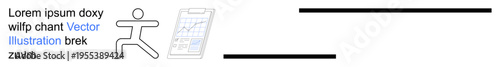 Fitness tracking, active lifestyle, data analytics, technology integration, health monitoring, exercise apps. A person in motion next to a chart. Fitness tracking and active lifestyle concept