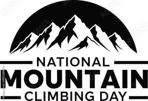 National mountain climbing day logo with mountains and text