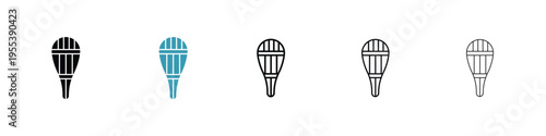 Snowshoes icon in line art style on white background for graphic and web design.