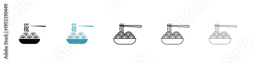 Spaghetti pasta icon in line art style on white background for graphic and web design.