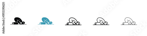 Sujud icon in line art style on white background for graphic and web design.