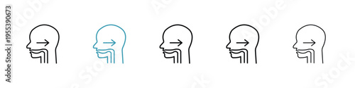 Swallowing reflex icon in line art style on white background for graphic and web design.