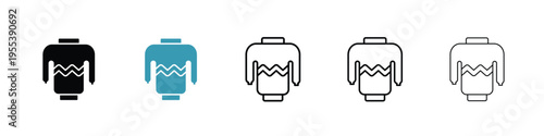 Sweater icon in line art style on white background for graphic and web design.