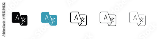 Translation icon in line art style on white background for graphic and web design.