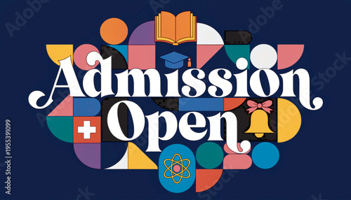 admission open text design vector 