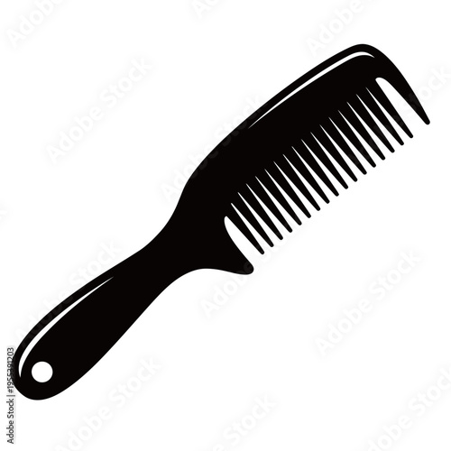 Hair Brush Silhouette Isolated on White Background – Detangling Styling Tool, Beauty and Grooming Equipment