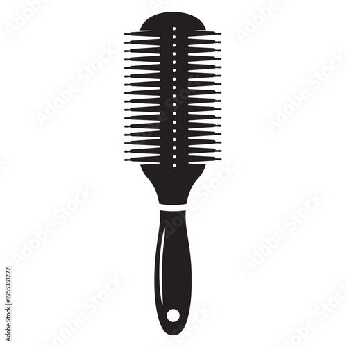 Hair Brush Silhouette Isolated on White Background – Detangling Styling Tool, Beauty and Grooming Equipment