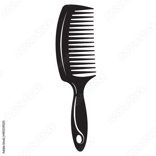 Hair Brush Silhouette Isolated on White Background – Detangling Styling Tool, Beauty and Grooming Equipment