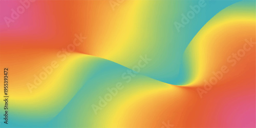 Abstract rainbow background featuring a colorful orange wave design with bright light curves and red energy swirls in a vector art illustration