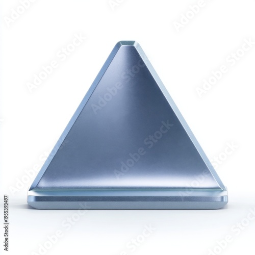 Reflective geometric triangular shape with a modern design against a clean white background