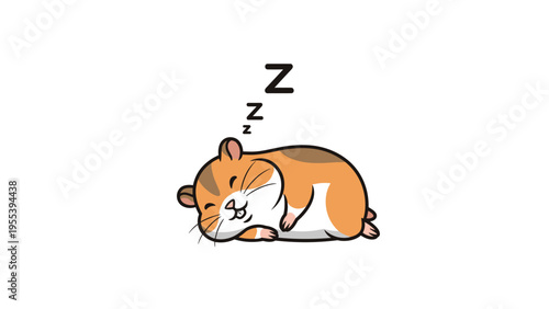 Adorable small hamster sleeps soundly on its stomach with three floating letter z symbols indicating a deep peaceful slumber.