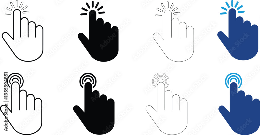 Fototapeta premium Click Hand Cursor Icon Set