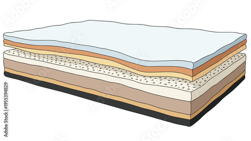 Cross-section diagram showing the different internal layers of a comfortable mattress from the cover to the support foam.