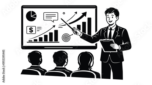 Business Presentation and Training – Minimal Line Art Corporate Illustration