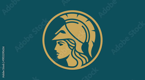 A sleek emblem featuring a warrior's helmet, symbolizing strength and bravery. The design captures an essence of tradition and valor, perfect for branding or logos.