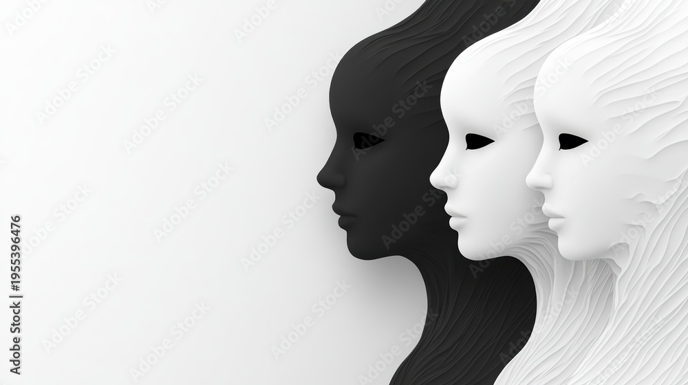 Fototapeta premium Colorful silhouette pf person standing in monochrome crowd of different people,surreal unique and different concept,loneliness in society,shadow,freedom,Love,be yourself,Stand out from the crowd.