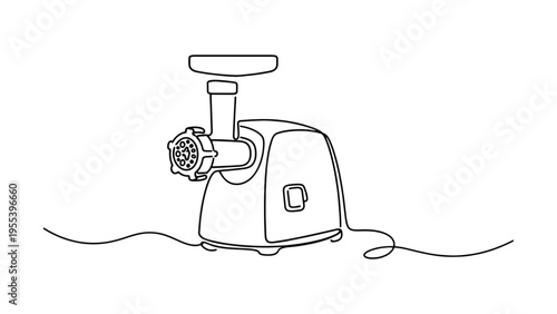 Electric Meat Grinder – Minimal Line Art Kitchen Appliance Illustration