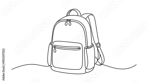 Backpack Bag – Minimal Line Art School and Travel Illustration