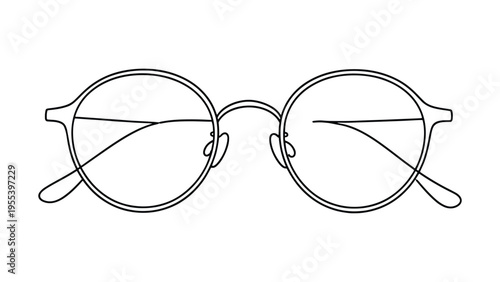 Minimal Line Art Round Eyeglasses – Classic Optical Frame Illustration