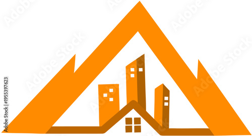 Modern Minimalist Letter A Skyline Logo for Real Estate and Construction