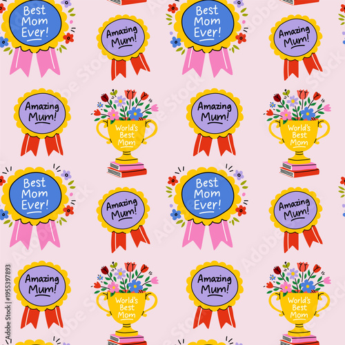 Floral Trophy and Ribbon Design for Mother's Day Celebration