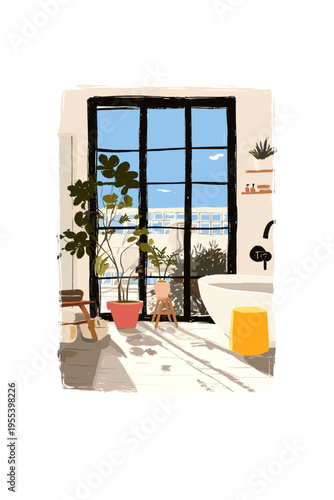 Elegant Bathroom with Glass Block Wall