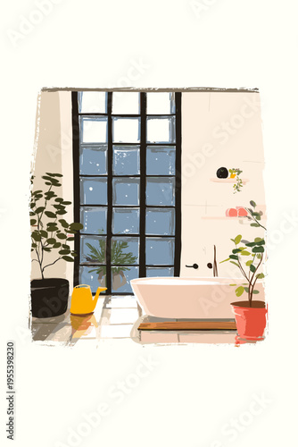 Elegant Bathroom with Glass Block Wall