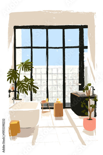 Elegant Bathroom with Glass Block Wall