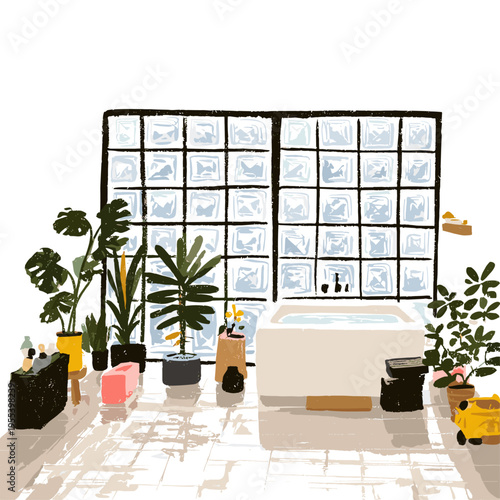 Elegant Bathroom with Glass Block Wall