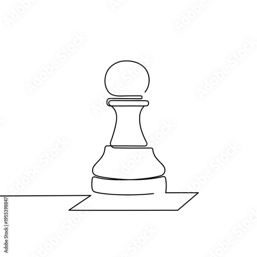 Continuous line drawing of chess piece. Chess pawn. Minimalist black linear sketch isolated on white background. Hand drawn vector illustration.